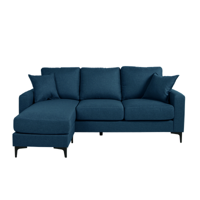 (Free Installation) 3 Seater Sofa Set L Shape Sofa Set Linen Fabric Sofa Metal Leg Removeable Pillow Cover - AE313