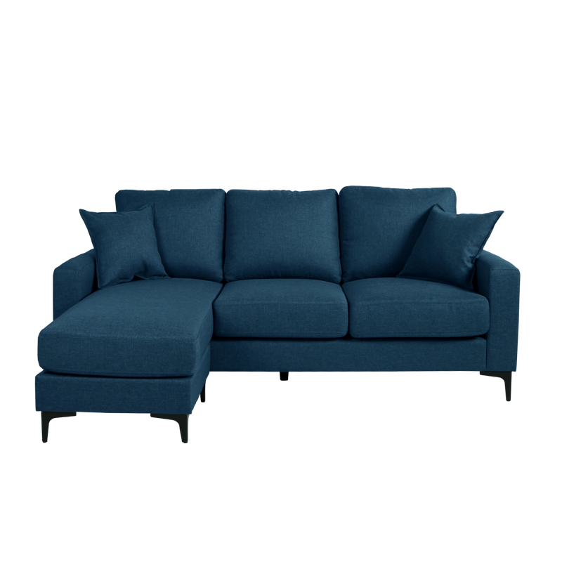 (Free Installation) 3 Seater Sofa Set L Shape Sofa Set Linen Fabric Sofa Metal Leg Removeable Pillow Cover - AE313