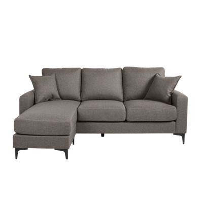 (Free Installation) 3 Seater Sofa Set L Shape Sofa Set Linen Fabric Sofa Metal Leg Removeable Pillow Cover - AE313