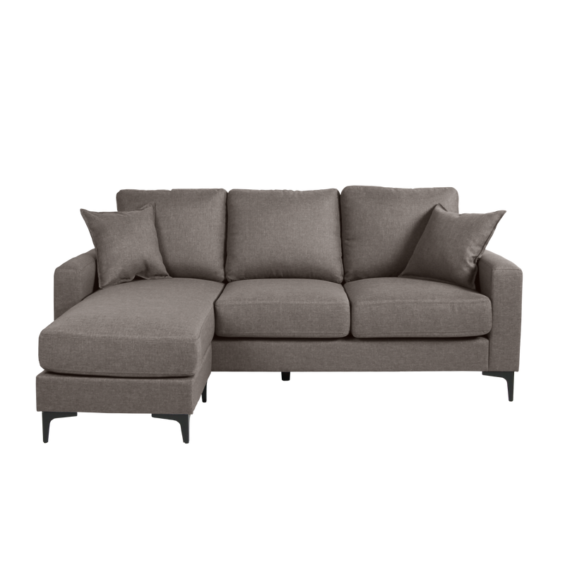 (Free Installation) 3 Seater Sofa Set L Shape Sofa Set Linen Fabric Sofa Metal Leg Removeable Pillow Cover - AE313