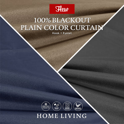 Flew 100% Full Blackout Plain Color Curtain 100cm x 250cm