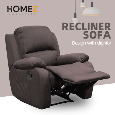 (Free Installation) 3FT 1 Seater Fabric/TPU Recliner Sofa / Grey/Brown/Blue/Clay/Cream - HMZ-FN-522/523/545
