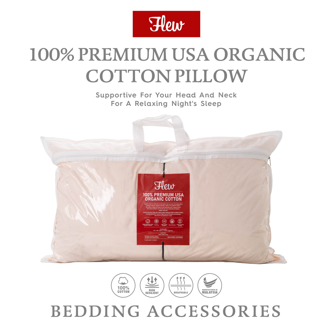 Flew Cloudfy Series Premium USA Organic Cotton Pillow 19 inch x 29 inch x 1.5 kg