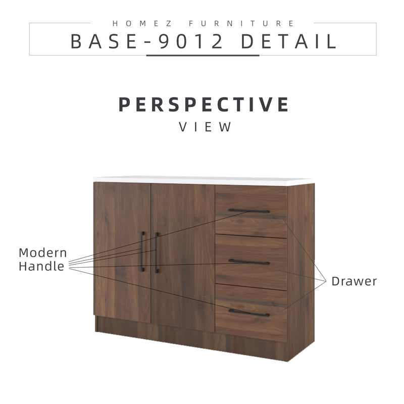 Ventura Series Kitchen Cabinets Base Unit  / Kitchen Storage - HMZ-KBC-MFC9012-WN