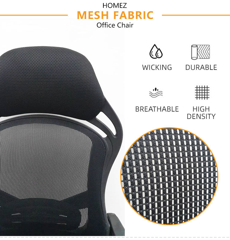 Mesh HIGH BACK OFFICE CHAIR with Ergonomic Design & Chrome Leg - Black-HMZ-OC-806-BK