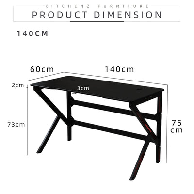 GTGAMEZ K Series Modern Simple E-sports Gaming Table / Gaming Desk - HMZ-GT-JF-14060-KL-BK