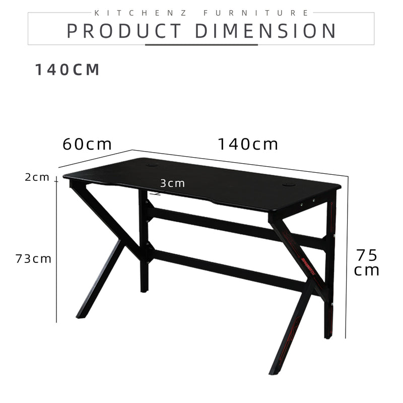 GTGAMEZ K Series Modern Simple E-sports Gaming Table / Gaming Desk - HMZ-GT-JF-14060-KL-BK