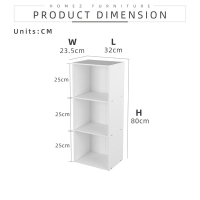 3 Tier Wooden Book Shelf / Bookcase / Small Bookshelf - 1001