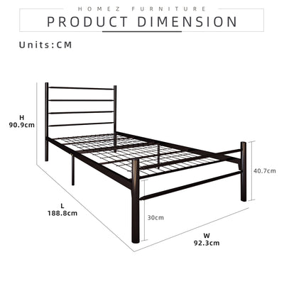 (Self-assembly) 3V Powder Coat Metal Bed Frame 3VEY900F - Single Size