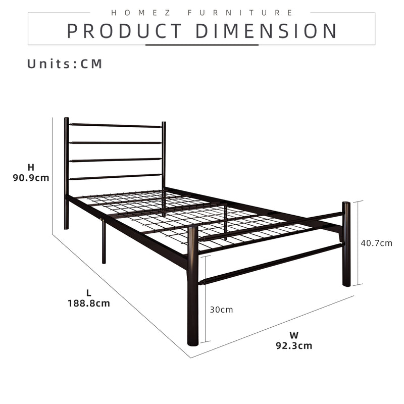(Self-assembly) 3V Powder Coat Metal Bed Frame 3VEY900F - Single Size