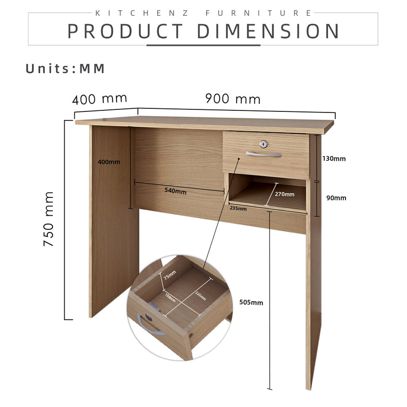 (Self-assembly) Writing Table HMZ-FN-WT-2001  with 1 Drawer Locker - 3FT
