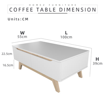 3.5FT Simona Series Coffee Table Modernist Design - HMZ-FN-CT-1396-WT