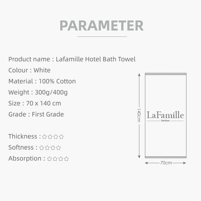 100% Cotton Premium Hotel Adult Bath Towel - White (70 X 140cm)