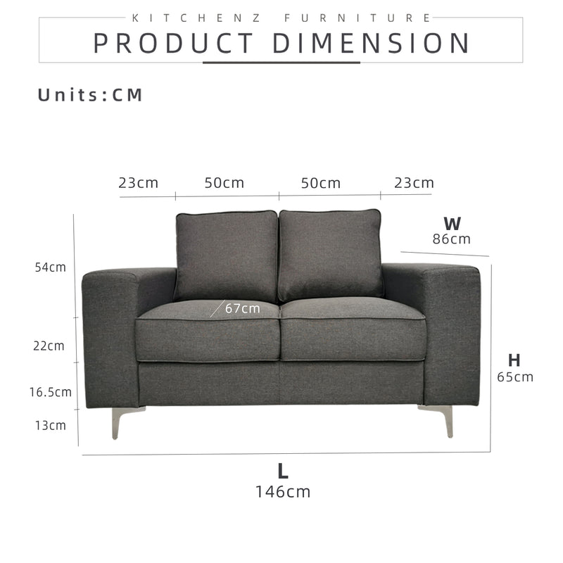 5FT Modern / Simple / Linen Fabric 2 Seater Sofa / Grey / Blue / Clay - HMZ-FN-SF-AE2656-2S