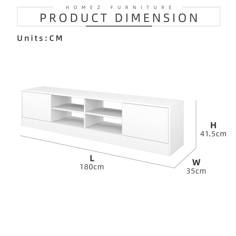 6FT LEGEND TV Cabinet with PVC Leg/ with no leg White Colour Modernist Design - 5916/5926