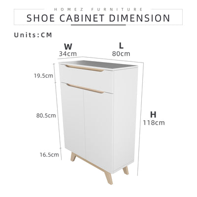 [Free Installation] 3FT Simona Series Shoe Cabinet Modernist Design Shoe Rack  - HMZ-FN-SR-1186-WT