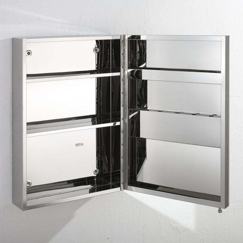 Bathroom Mirror Cabinet 100% Stainless Steel - L400 x W140 x H600mm - HMZ-BR-MC-7025R