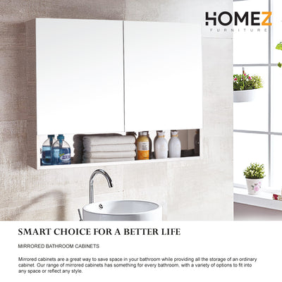Bathroom Mirror Cabinet 7093 100% Stainless Steel with Open Shelf Space - L800 X W140 X H600mm