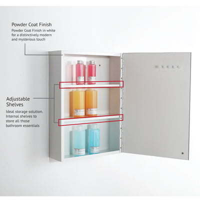 Bathroom Mirror Cabinet HMZ-BR-MC-WA7022R Powder Coat Finish - L350 x W125 x H500mm