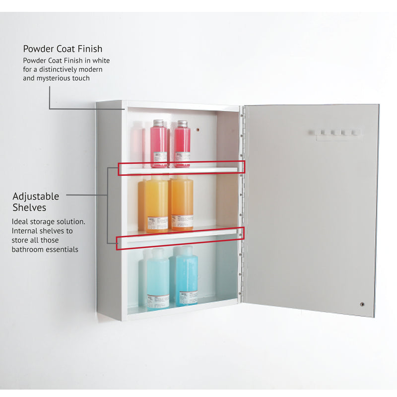 Bathroom Mirror Cabinet HMZ-BR-MC-WA7022R Powder Coat Finish - L350 x W125 x H500mm