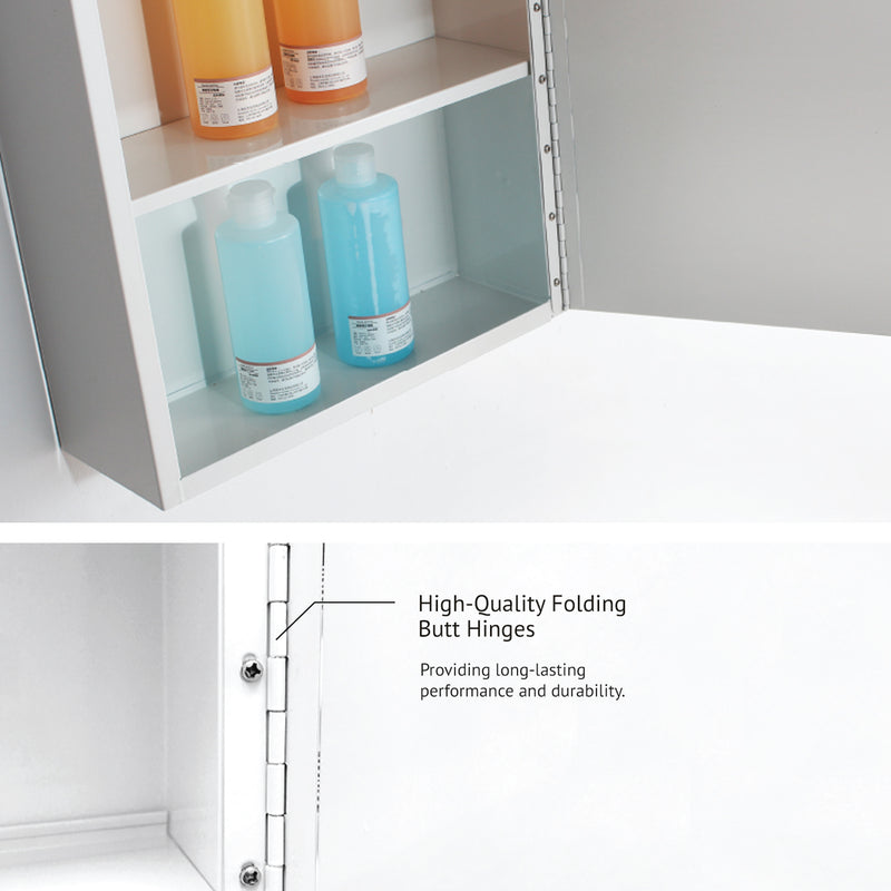 Bathroom Mirror Cabinet HMZ-BR-MC-WA7022R Powder Coat Finish - L350 x W125 x H500mm