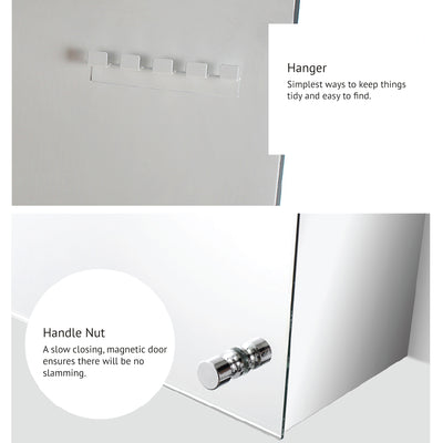 Bathroom Mirror Cabinet HMZ-BR-MC-WA7022R Powder Coat Finish - L350 x W125 x H500mm