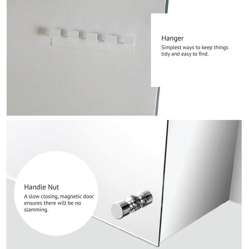 Bathroom Mirror Cabinet HMZ-BR-MC-WA7022R Powder Coat Finish - L350 x W125 x H500mm