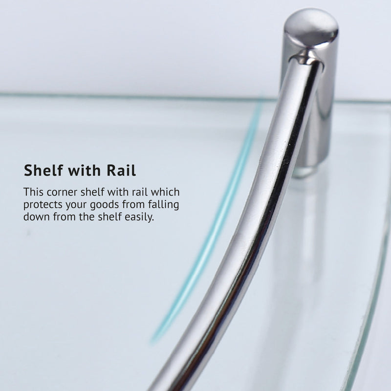 Bathroom Corner Glass Shelf 3 Tier - HMZ-BRGS-LY8803