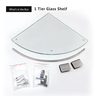 Bathroom Corner Glass Shelf 1 Tier - HMZ-BRGS-LY8801