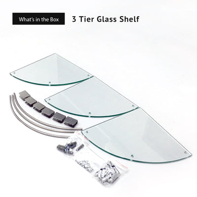 Bathroom Corner Glass Shelf 3 Tier - HMZ-BRGS-LY8803