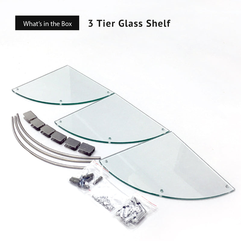 Bathroom Corner Glass Shelf 3 Tier - HMZ-BRGS-LY8803