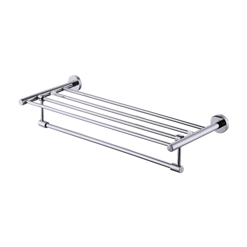 Wall Mounted SUS304 Stainless Steel Tower Shelf/Towel Rack with Rotatable Hanging Towel Bar - HMZ-BRTR-LY304T-60