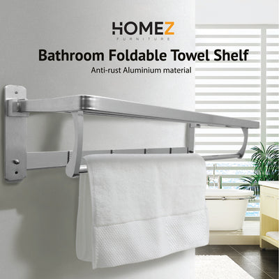 60CM Bathroom Foldable Towel Rack Shelf HMZ-BRTR-LY9806-60 Aluminium Tower Bar