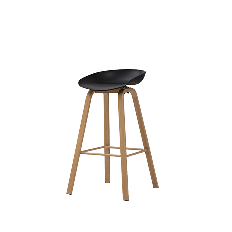 BAR/PUB/CAFE/STOOL With Modern Wooden Texture PU Leather Bar Stool with Solid Wood Legs - 204/MELON