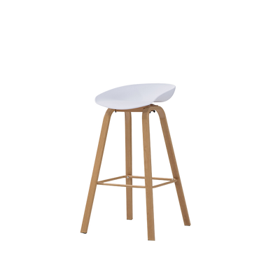 BAR/PUB/CAFE/STOOL With Modern Wooden Texture PU Leather Bar Stool with Solid Wood Legs - 204/MELON