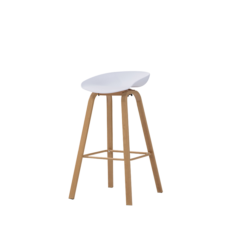 BAR/PUB/CAFE/STOOL With Modern Wooden Texture PU Leather Bar Stool with Solid Wood Legs - 204/MELON