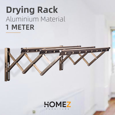 (Self Assembly) 3 Bar 1M Aluminium Anti-Rust Retractable Drying Rack Cloth Hanger - HMZ-DR-AYW22-1M