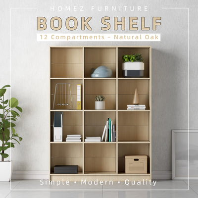[Free Installation] Book Shelf Book Rack Divider Cabinet with 12 Compartments - HMZ-FN-BS-1003