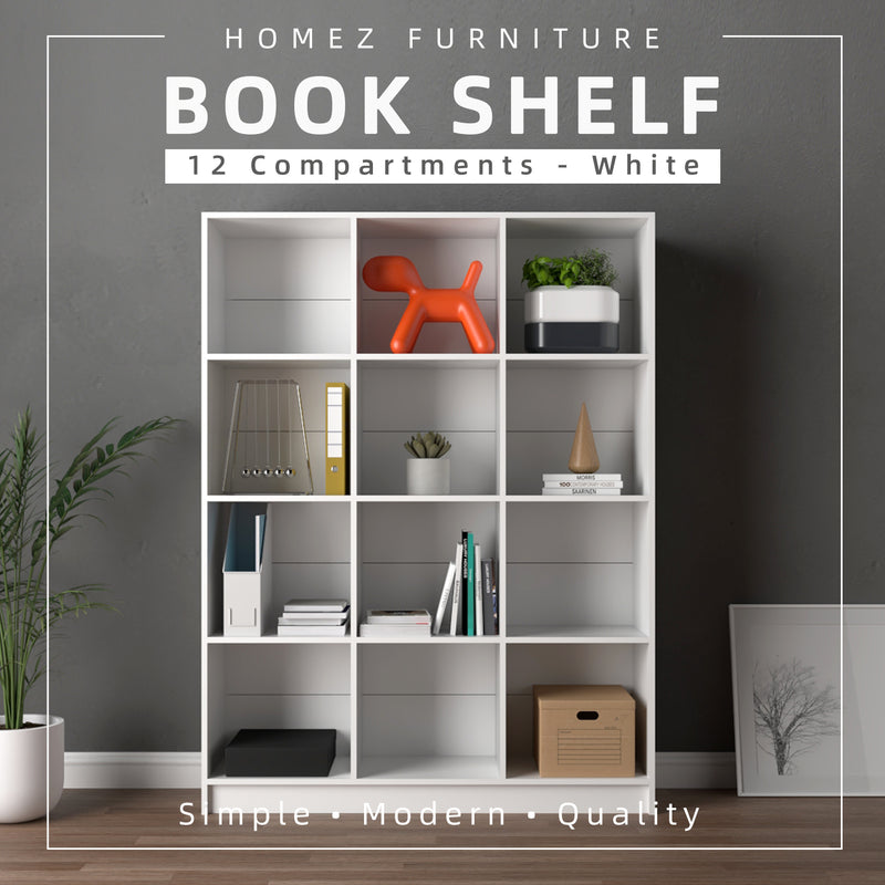 [Free Installation] Book Shelf Book Rack Divider Cabinet with 12 Compartments - HMZ-FN-BS-1003
