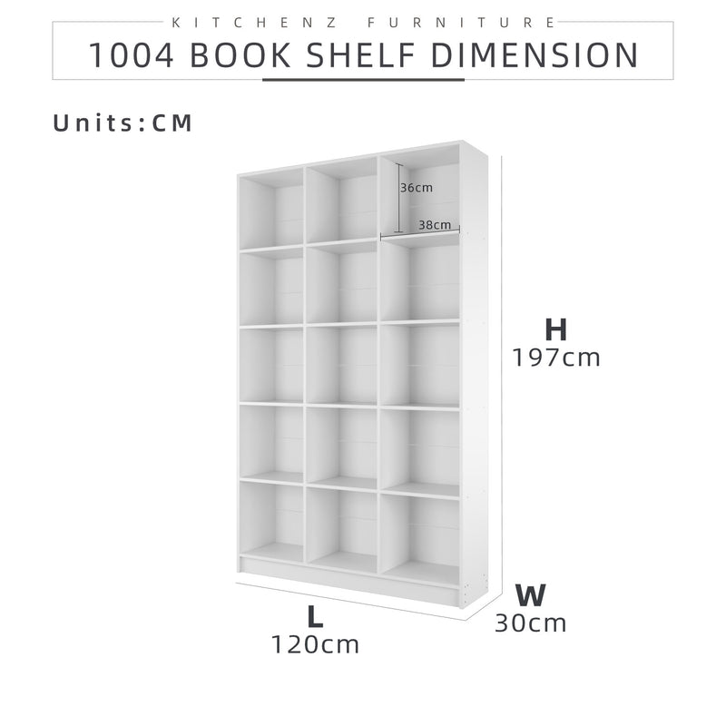 [Free Installation] Homez Book Shelf Rack Divider Cabinet with 15 Compartments - HMZ-FN-BS-1004