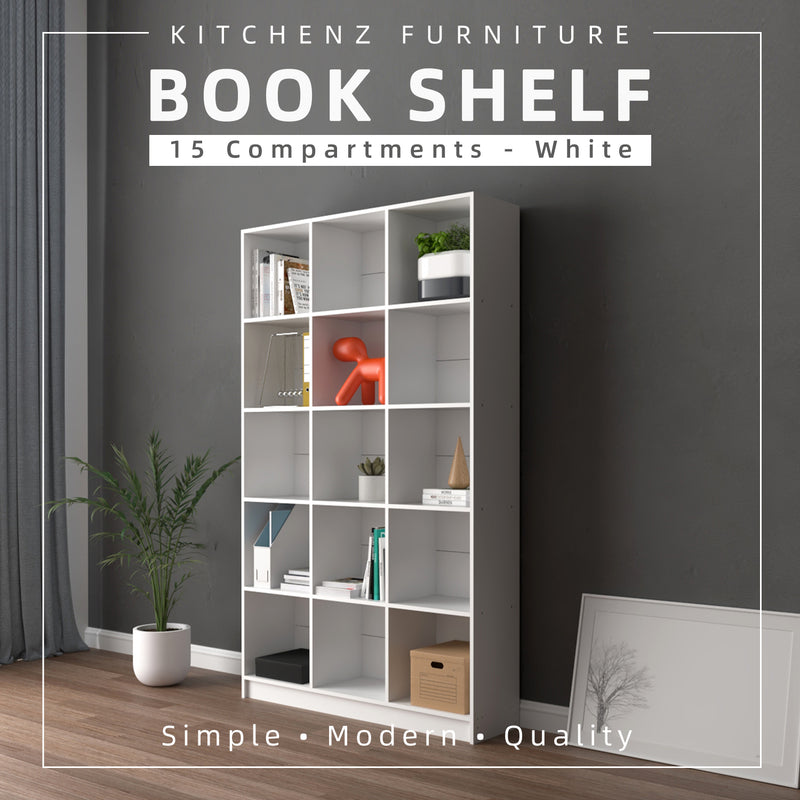 [Free Installation] Homez Book Shelf Rack Divider Cabinet with 15 Compartments - HMZ-FN-BS-1004