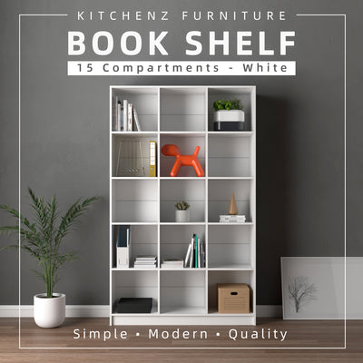 [Free Installation] Homez Book Shelf Rack Divider Cabinet with 15 Compartments - HMZ-FN-BS-1004