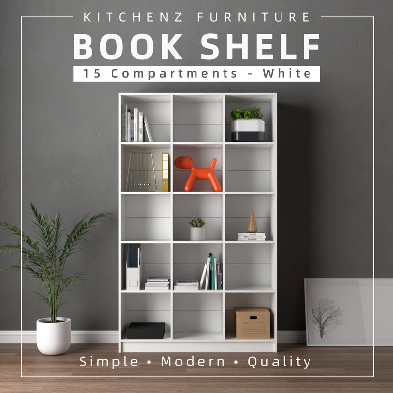 [Free Installation] Homez Book Shelf Rack Divider Cabinet with 15 Compartments - HMZ-FN-BS-1004