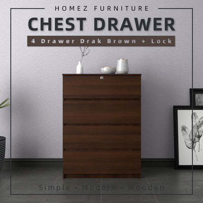 Big Size (H105cm) Homez Chest Drawer with 4 Layer Drawer Storage-3 ft -HMZ-FN-CD-7001