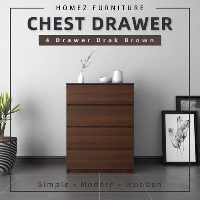 Big Size (H105cm) Homez Chest Drawer with 4 Layer Drawer Storage-3 ft -HMZ-FN-CD-7001
