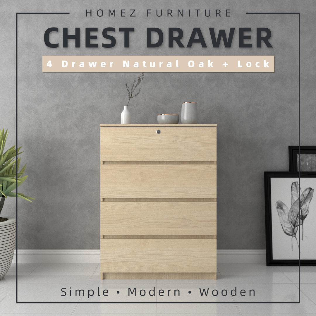 Big Size H105cm Homez Chest Drawer with 4 Layer Drawer Storage 3 ft HOMEZ SG