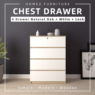 Big Size (H105cm) Homez Chest Drawer with 4 Layer Drawer Storage-3 ft -HMZ-FN-CD-7001