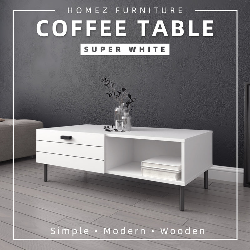 (Self-assembly) 3.5FT Jasmine Series Coffee Table with Metal Leg - HMZ-FN-CT-J1100-WT