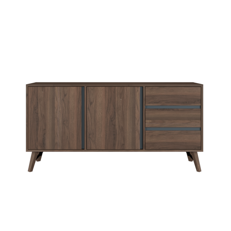 [Free Installation] 5FT Kinsley Series Display Cabinet with 3 Drawers Storage Cabinet 2 Doors - K0166-GY
