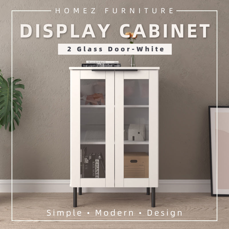 Glass Door Storage Cabinet Display Cabinet 2 Doors / 4 Doors - M8060/M8120-WT